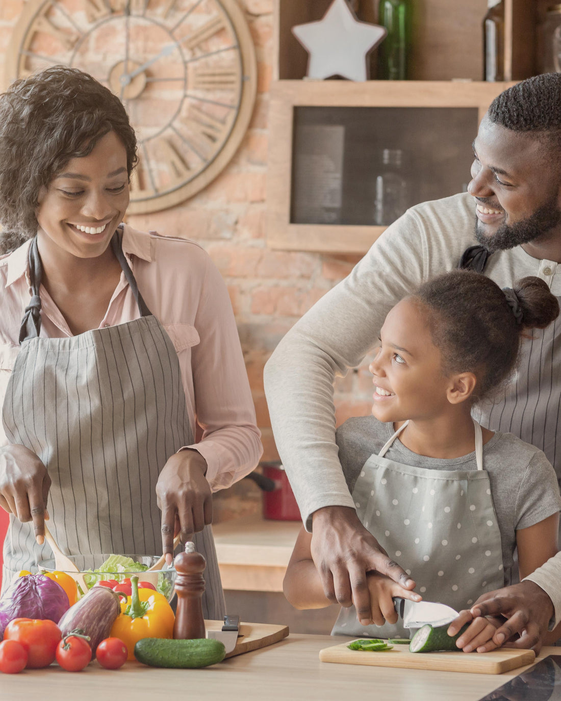 Family cooking together in the kitchen