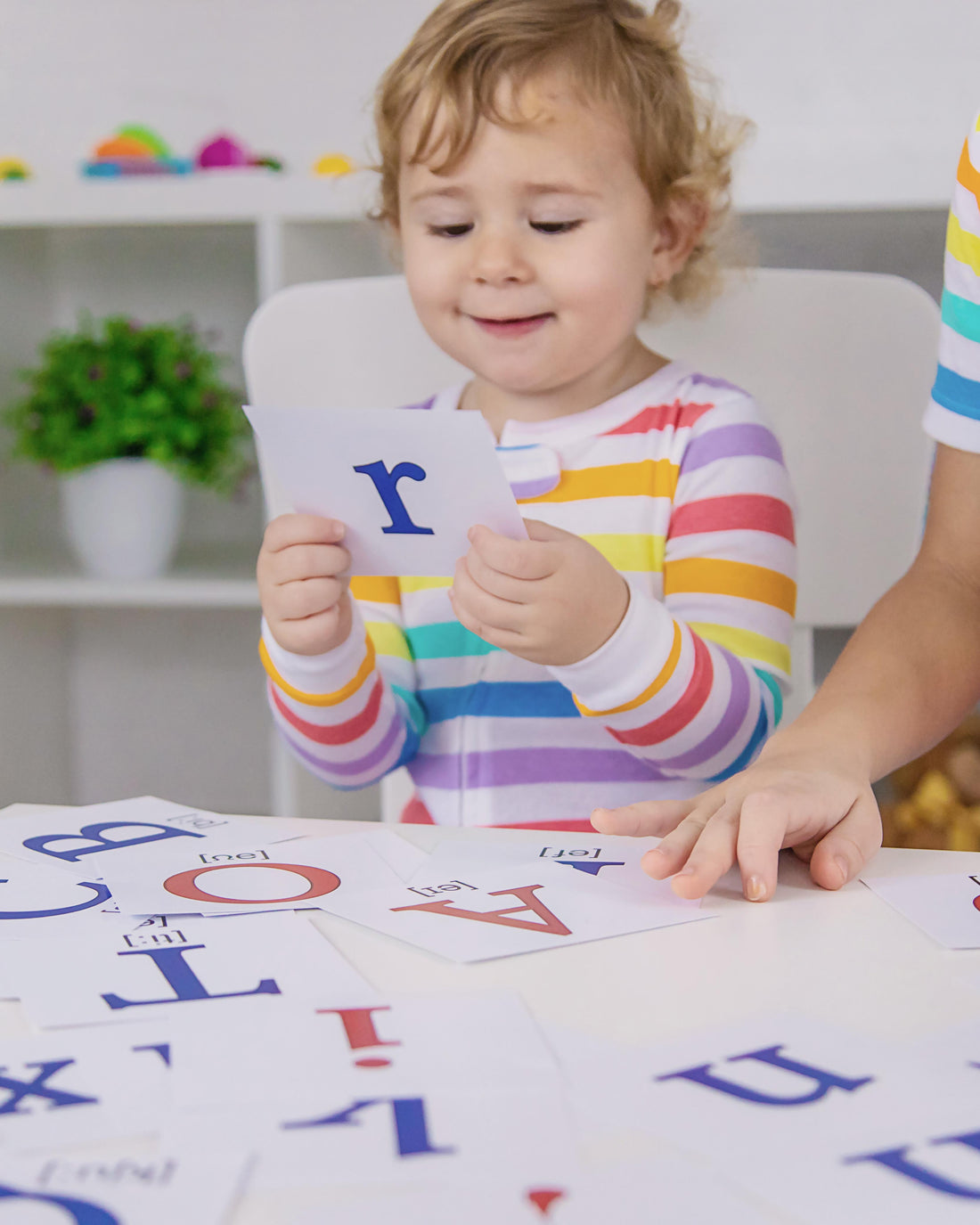 Child learning English letters