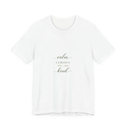 Calm, Curious, Kind soft cotton tee from the Nureli collection, view 2
