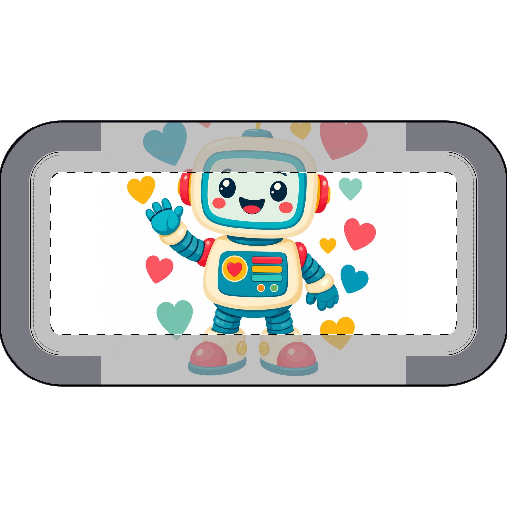 Cheerful Robot design on a premium zippered pencil case from Nureli Kids