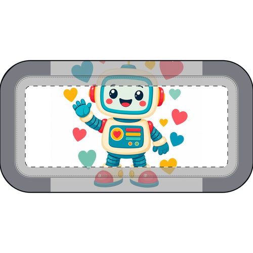 Cheerful Robot design on a premium zippered pencil case from Nureli Kids