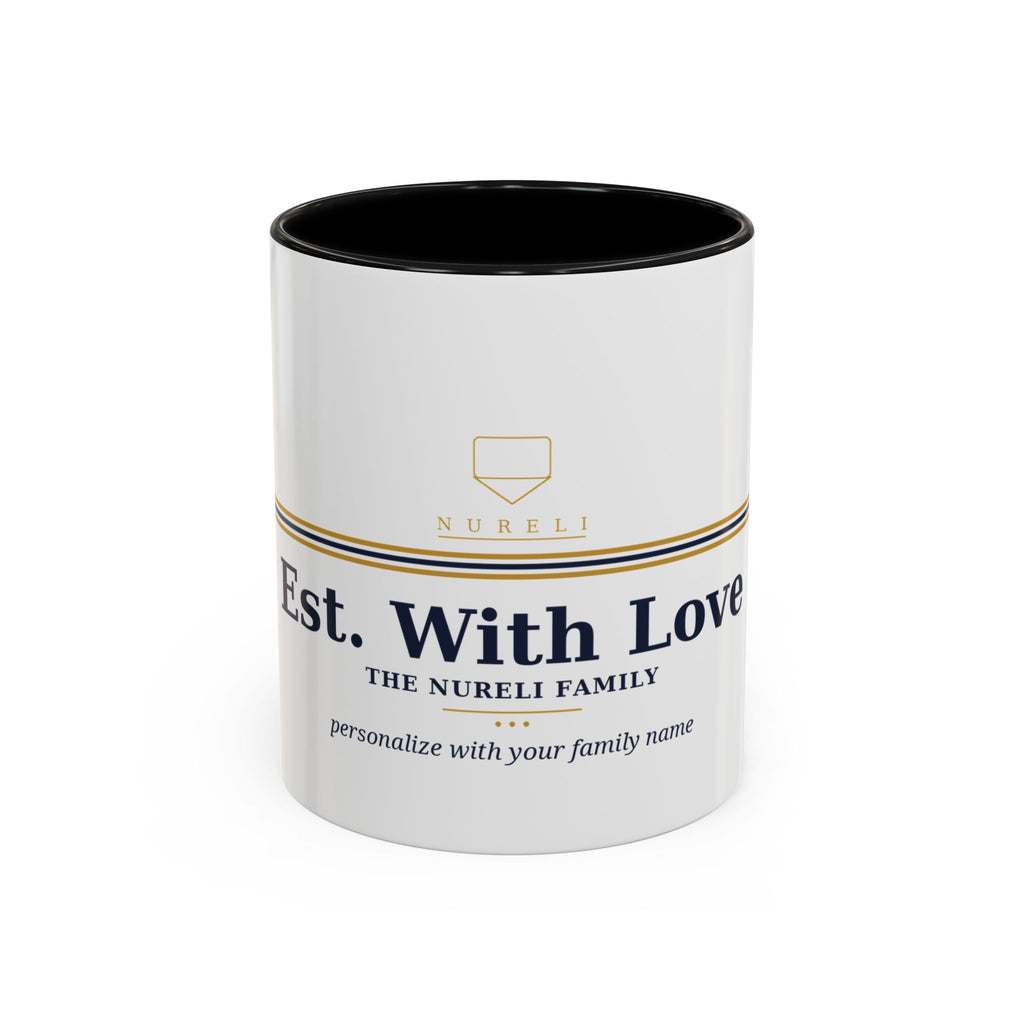 Est. With Love Family Crest ceramic coffee mug from the Nureli collection