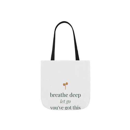 Breathe Deep, Let Go Tote canvas tote bag from the Nureli collection, view 2