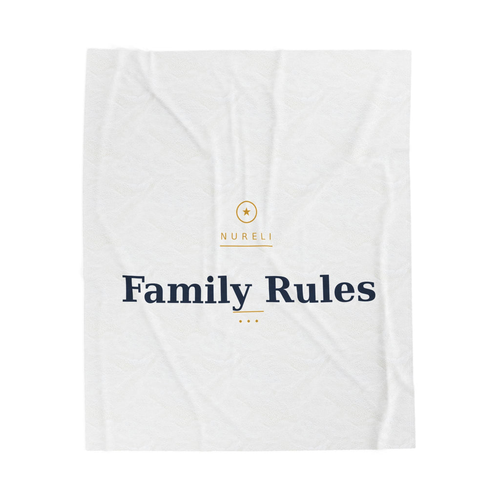 Family Rules Velveteen Plush Blanket – Cozy Decorative Throw for Living Room & Gifts