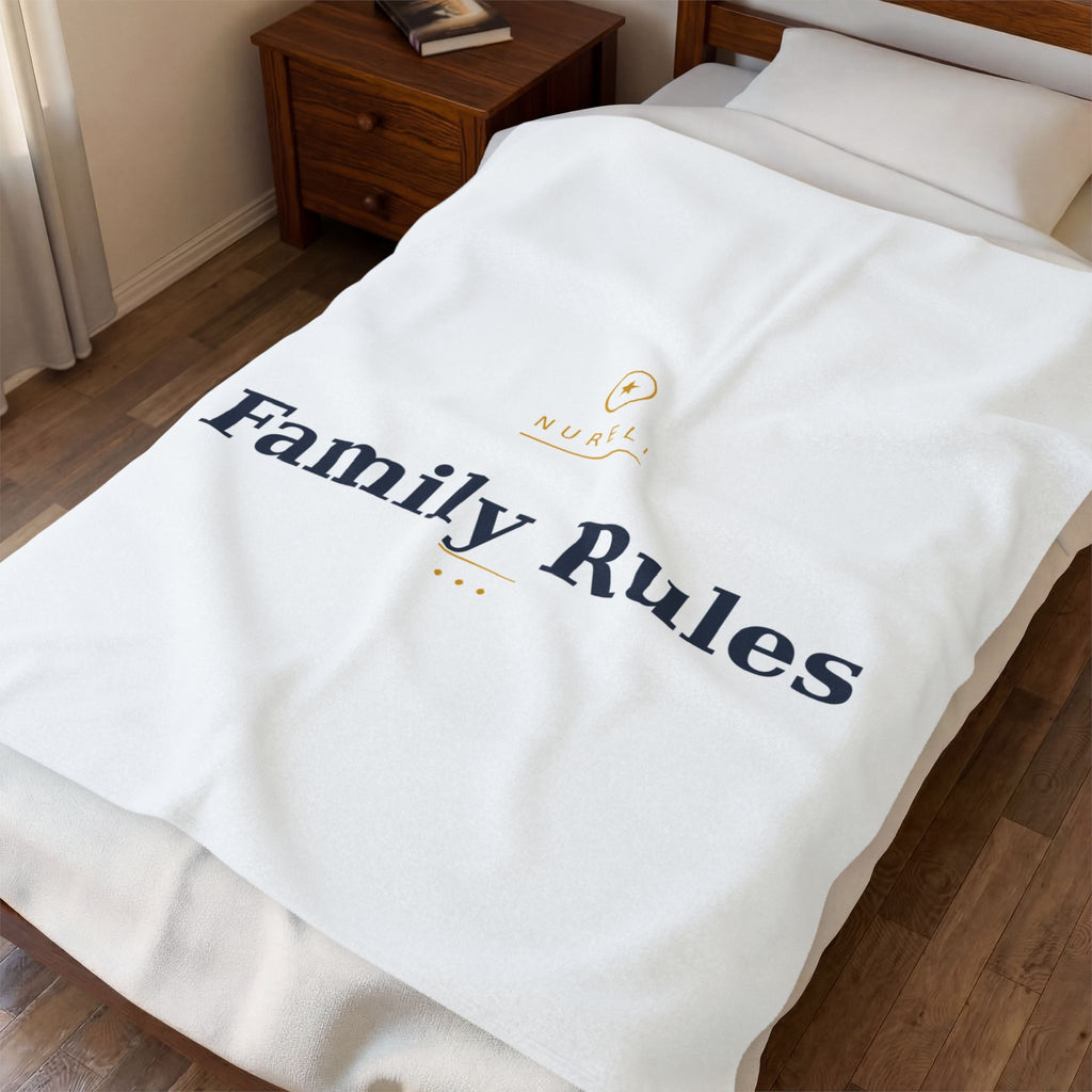 Family Rules Velveteen Plush Blanket – Cozy Decorative Throw for Living Room & Gifts