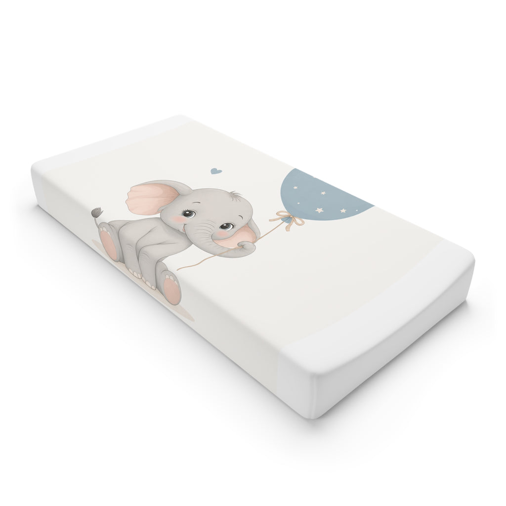 Sweet Elephant design on a premium changing pad cover from Nureli Kids