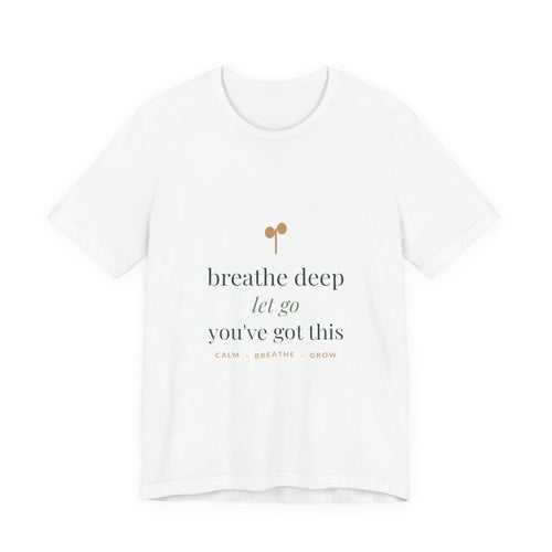 Breathe Deep, Let Go soft cotton tee from the Nureli collection