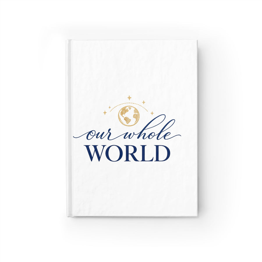 Our Whole World lined journal, front cover with original Nureli artwork