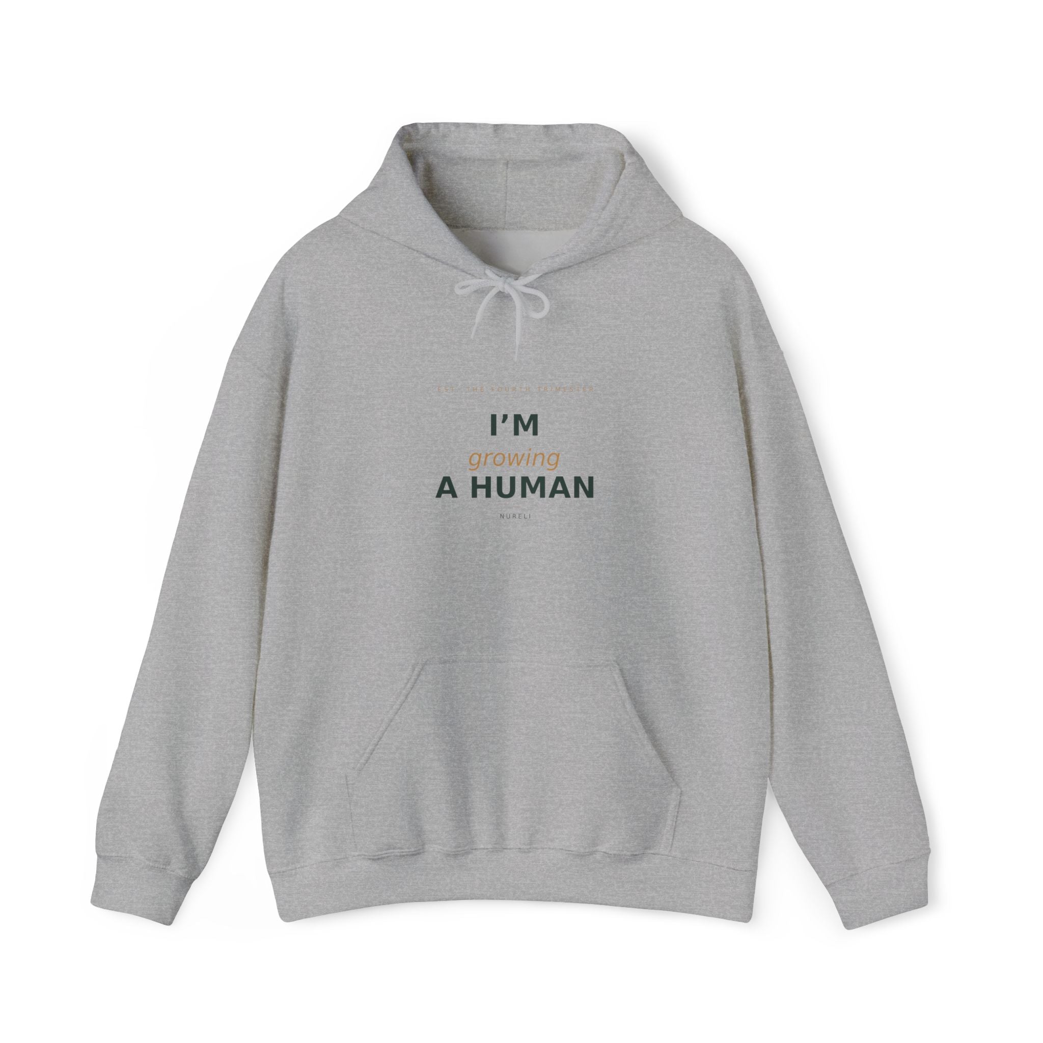I'm Growing a Human soft unisex hoodie from the Nureli collection, view 4