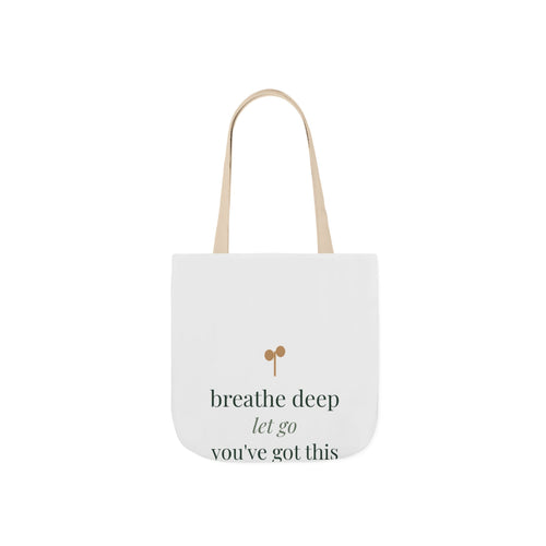 Breathe Deep, Let Go Tote canvas tote bag from the Nureli collection