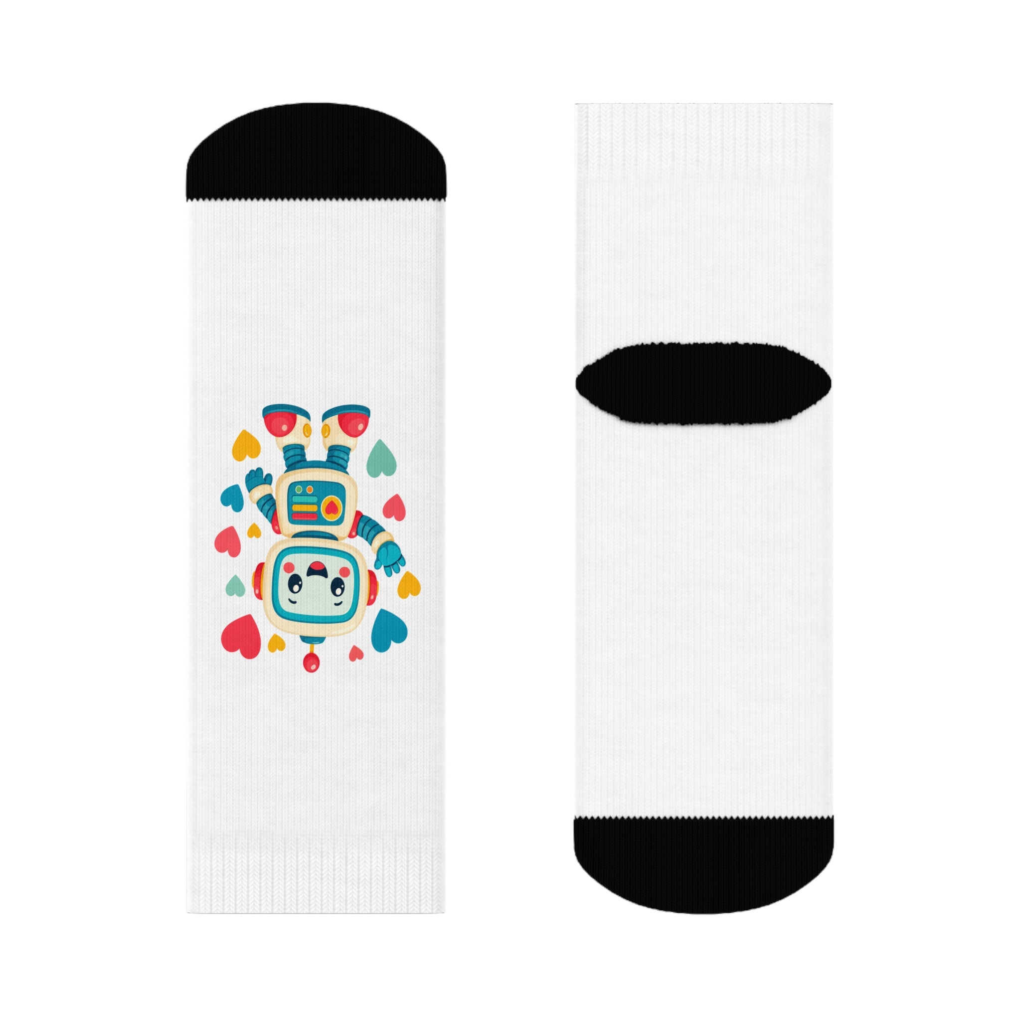 Beep Boop Robot kids crew socks from the Nureli collection, view 2