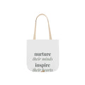 Nurture their minds, inspire their hearts Tote canvas tote bag from the Nureli collection