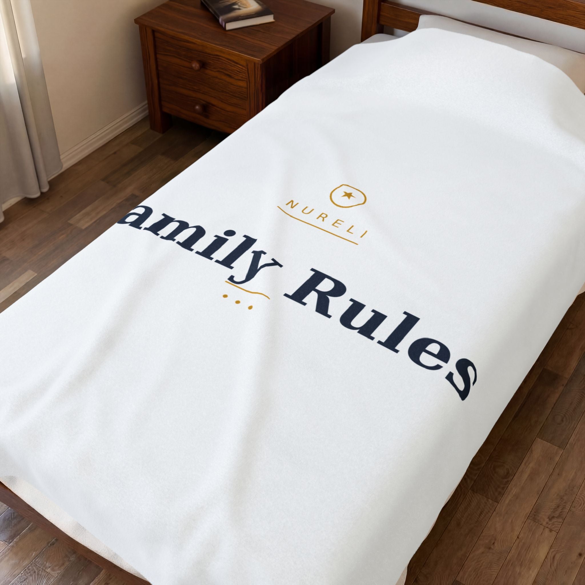 Family Rules Velveteen Plush Blanket – Cozy Decorative Throw for Living Room & Gifts
