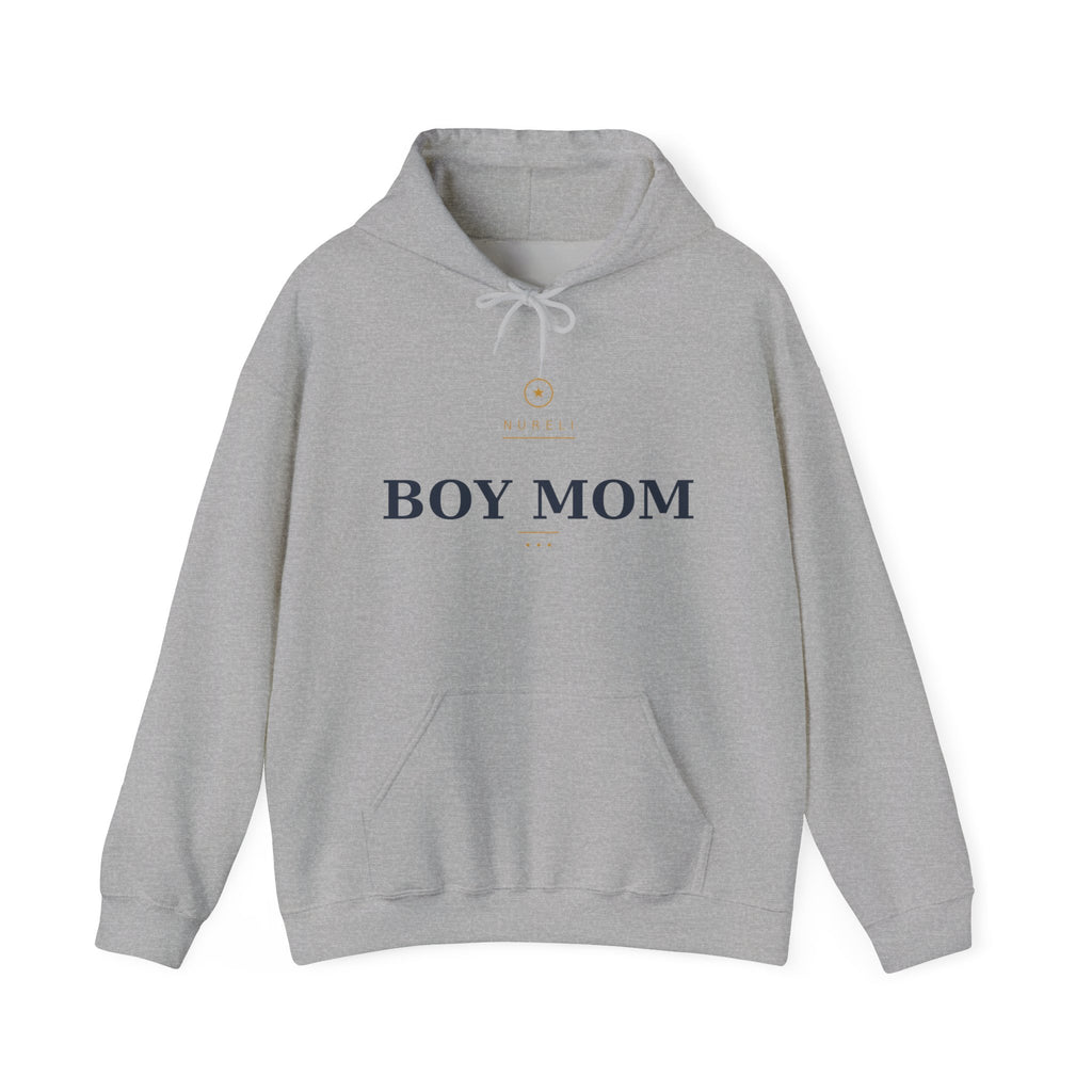 Boy Mom Hoodie — Minimal 'Boy Mom' Pullover for Proud Moms
