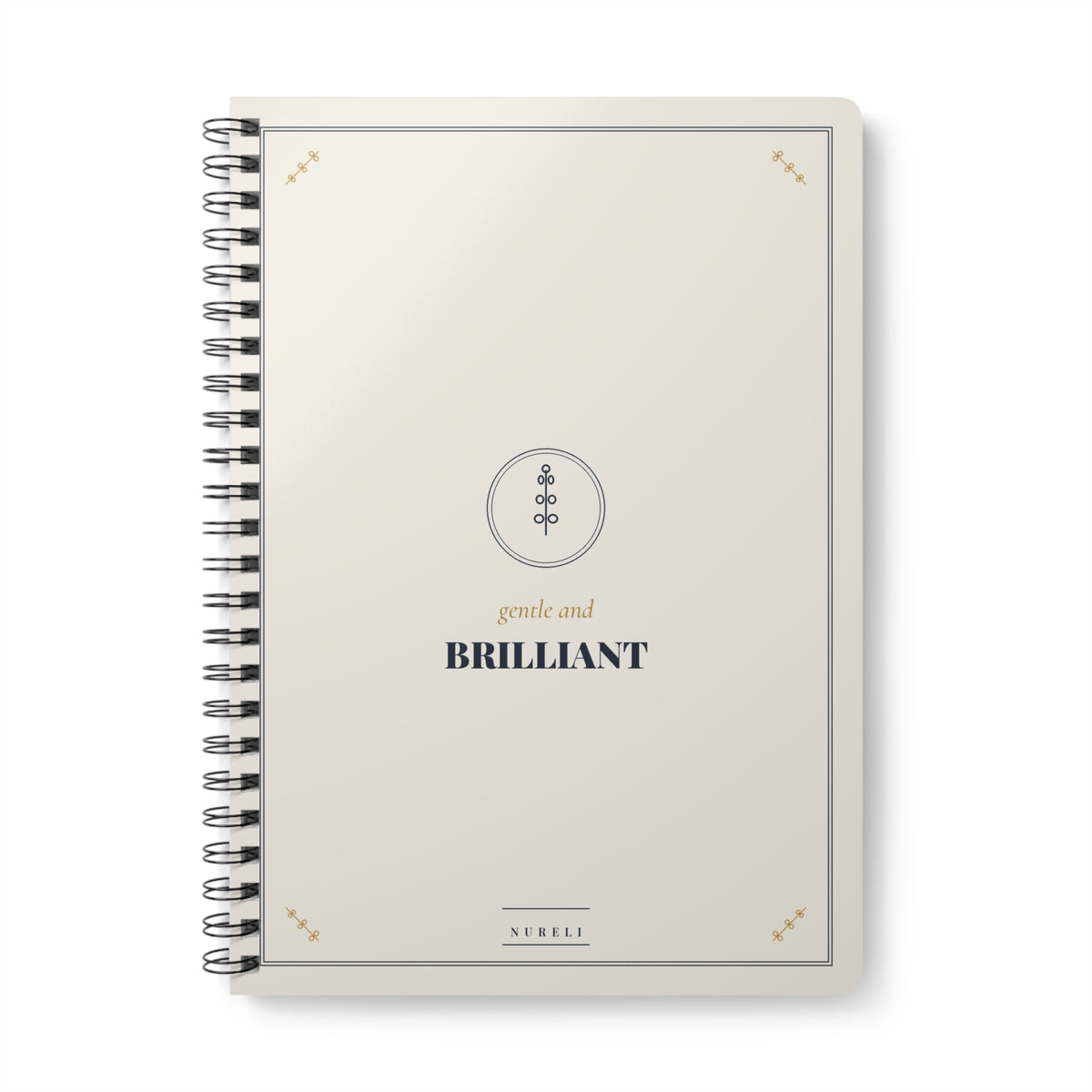 Gentle and Brilliant navy and brass A5 wirobound lined notebook