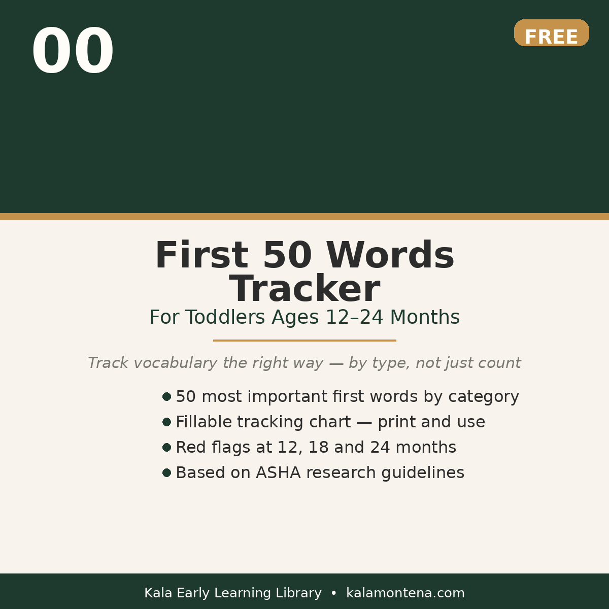 FREE — First 50 Words Tracker for Toddlers (Printable PDF)