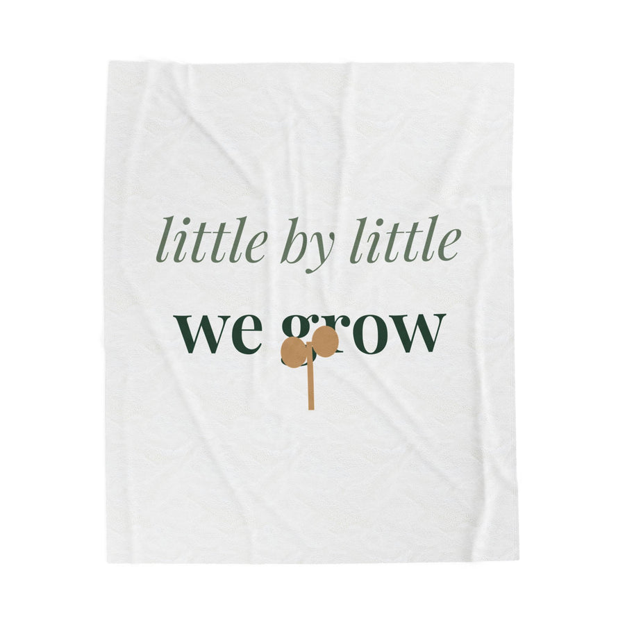 Little by Little, We Grow velveteen plush throw blanket from the Nureli collection