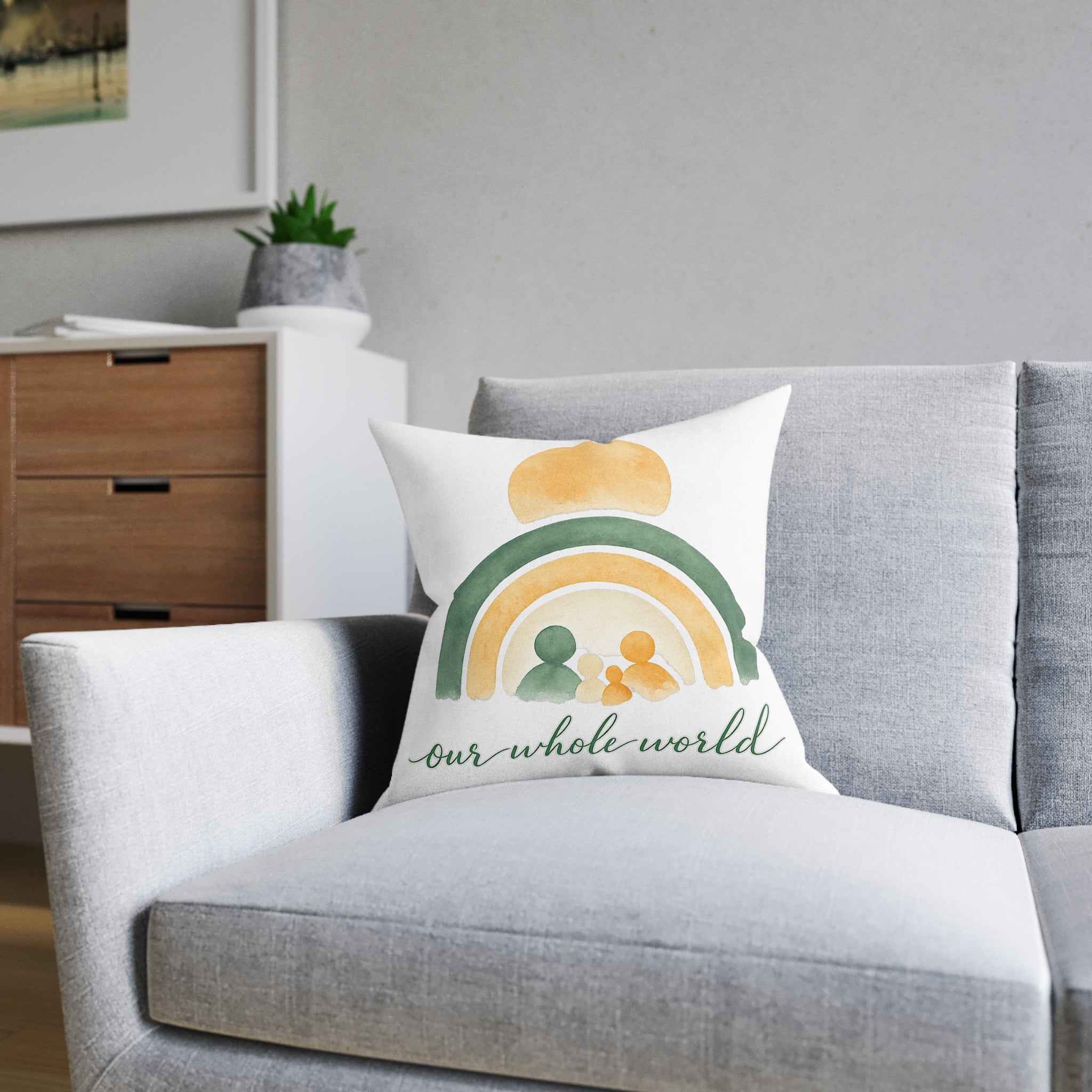 Our Whole World Throw Pillow