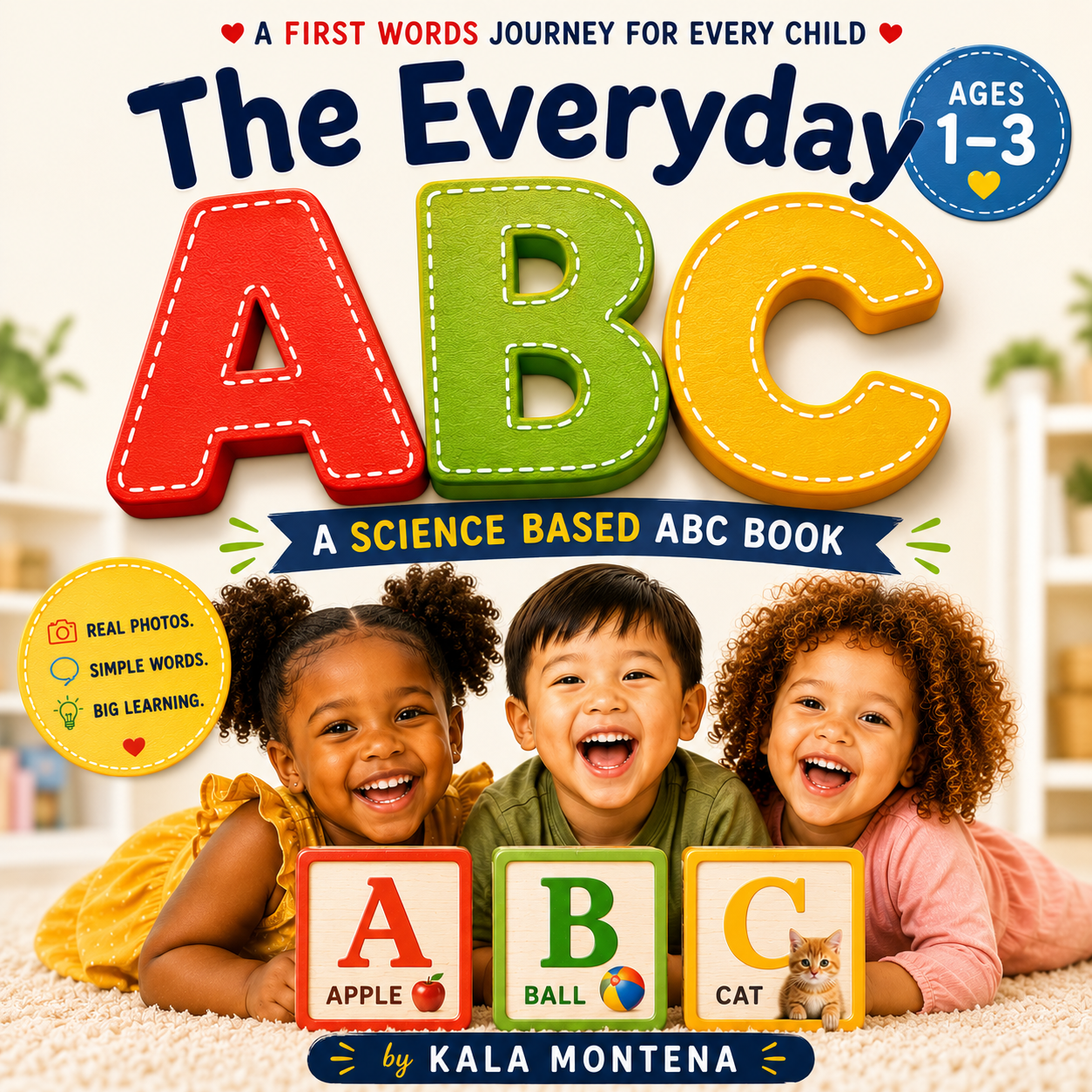 Everyday ABCs science-based phonics book cover for toddlers ages 1 to 3