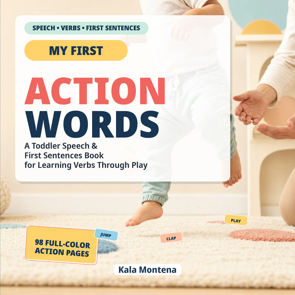 Action Words: Build First Sentences real-photo book cover for toddlers ages 1 to 3