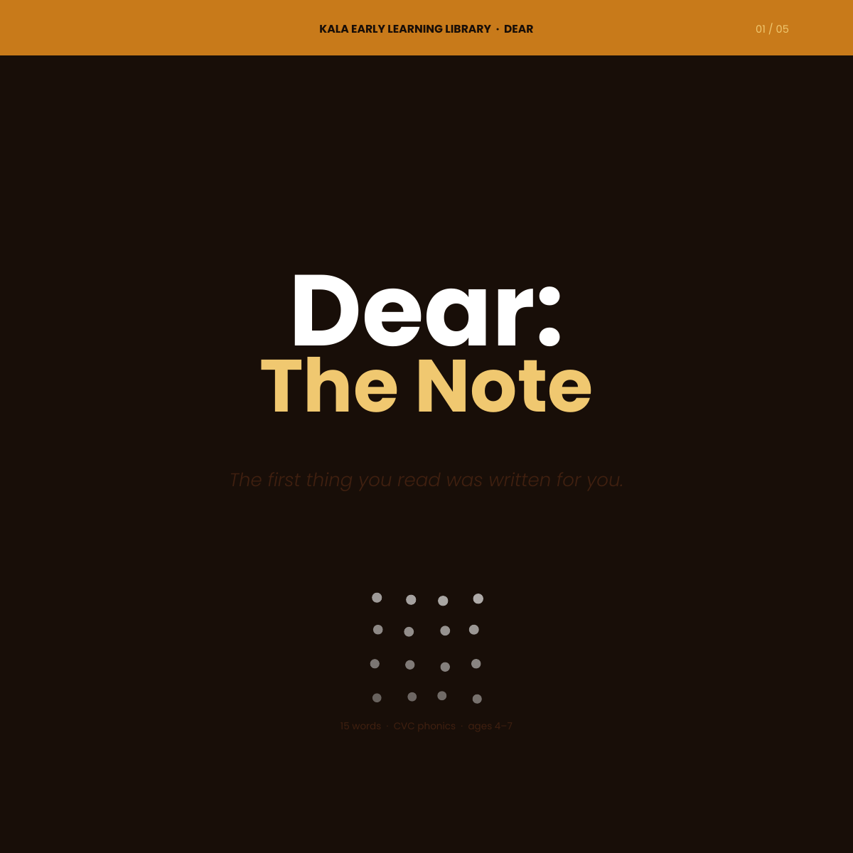 Dear: The Note, CVC phonics learn-to-read book for ages 4 to 7