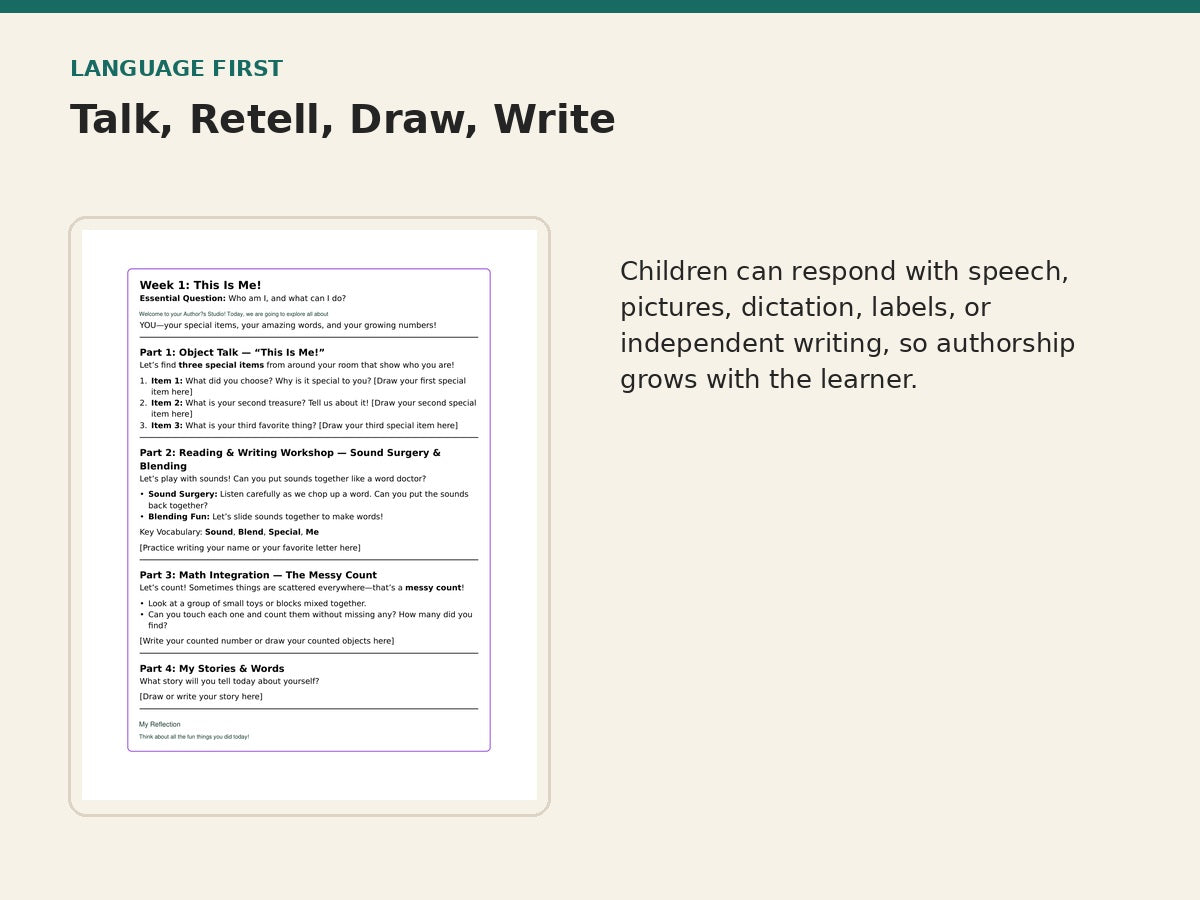 Early Scholars Author’s Studio language and writing pathways