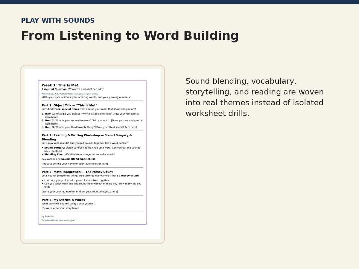Early Scholars Author’s Studio sound blending and word building