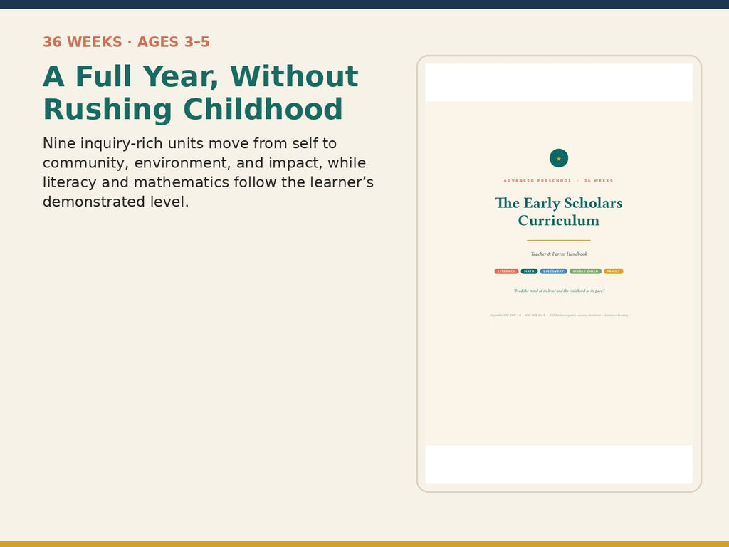 Early Scholars 36-week curriculum overview