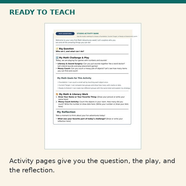 Early Scholars play based activity example interior preview