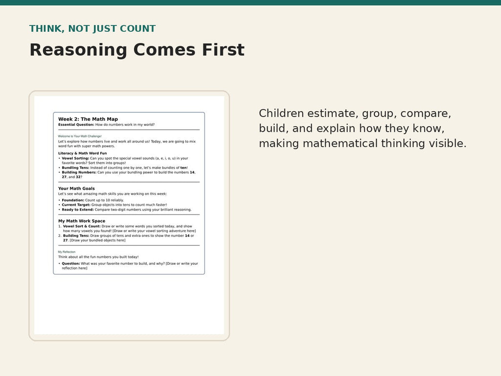 Early Scholars Math Adventures reasoning-first learning