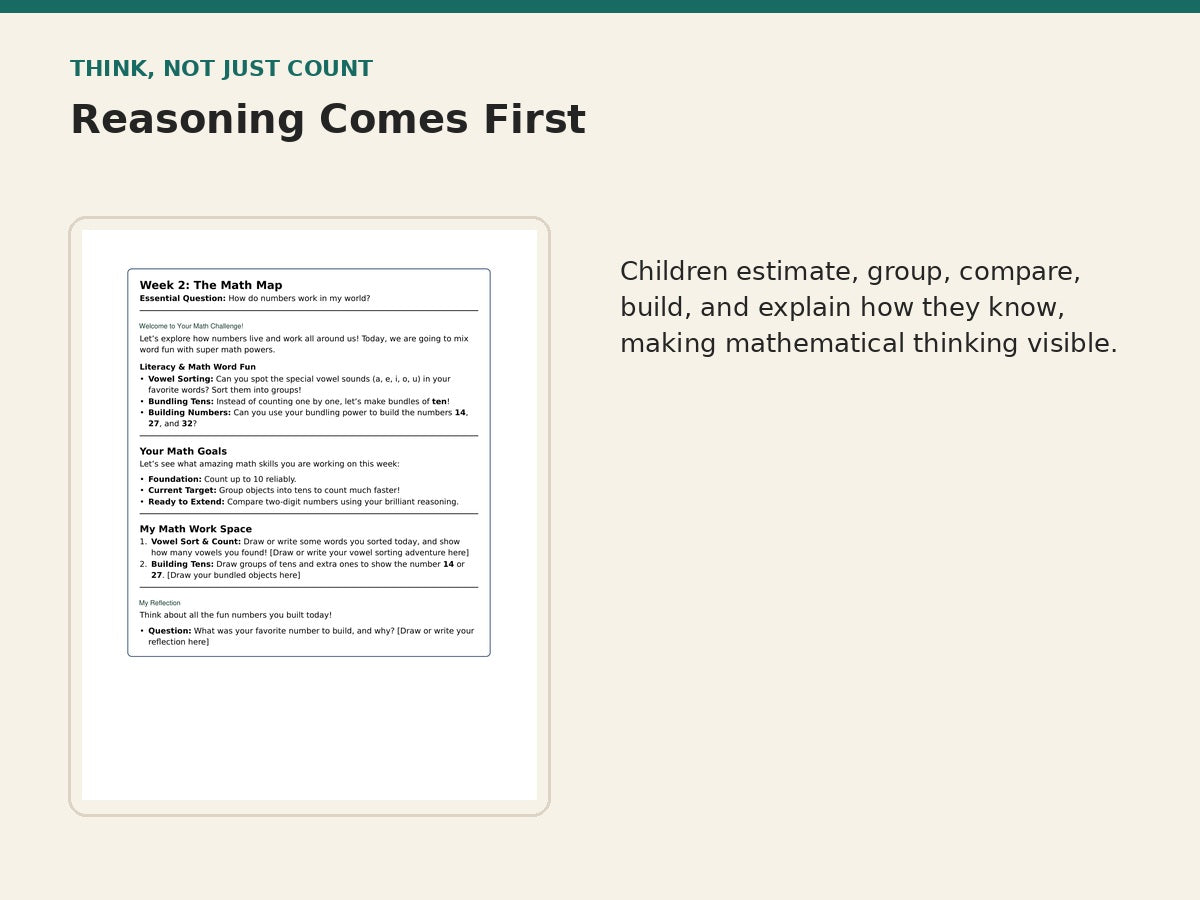 Early Scholars Math Adventures reasoning-first learning
