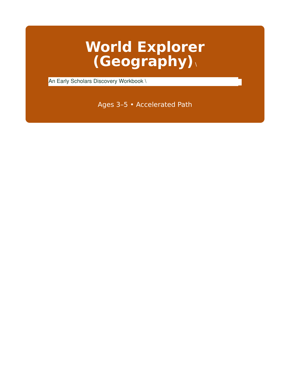 Early Scholars World Explorer commercial workbook cover
