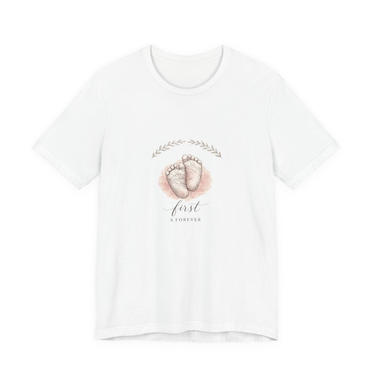 First & Forever tee front — white
