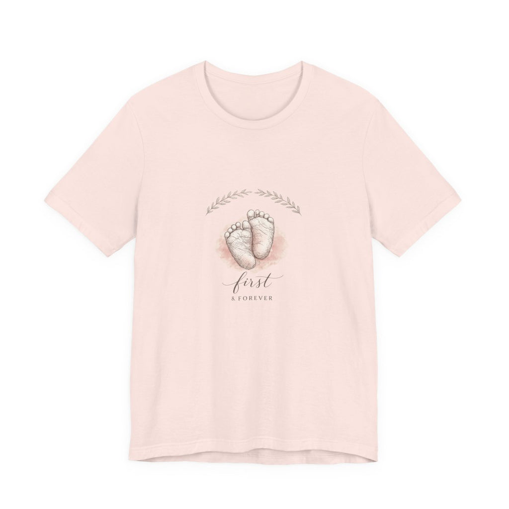 First & Forever tee front — natural