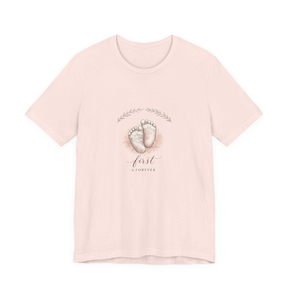 First & Forever tee front — natural