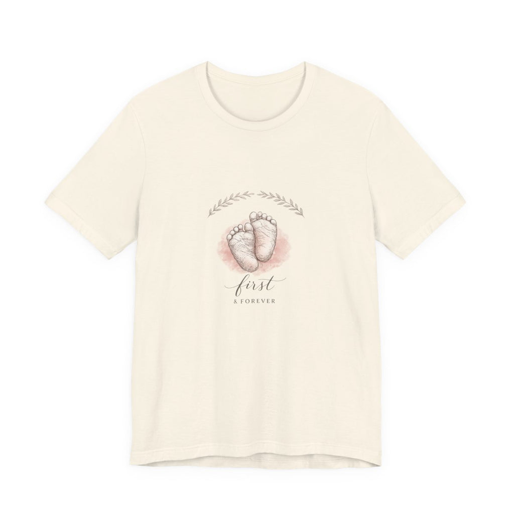 First & Forever tee front — soft cream