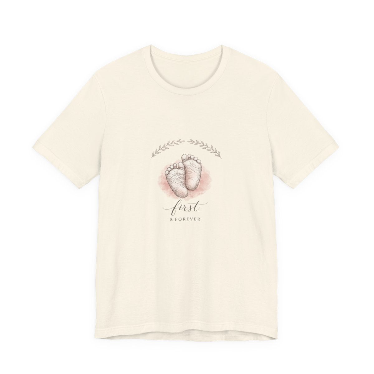 First & Forever tee front — soft cream