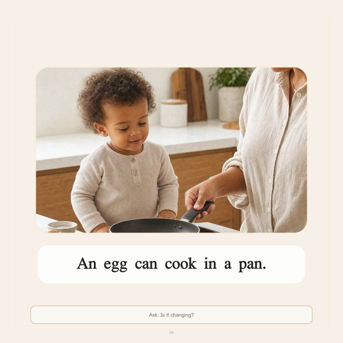 Look inside First Words Food: an egg can cook in a pan with adult supervision interior preview