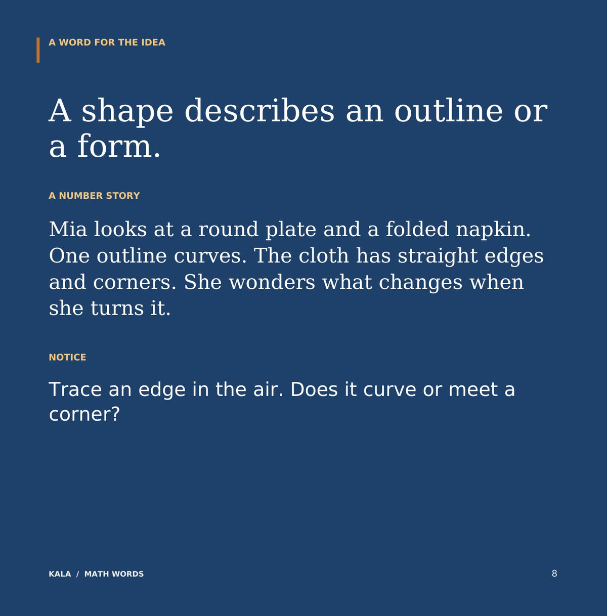 Look inside Math Words: interior page 8