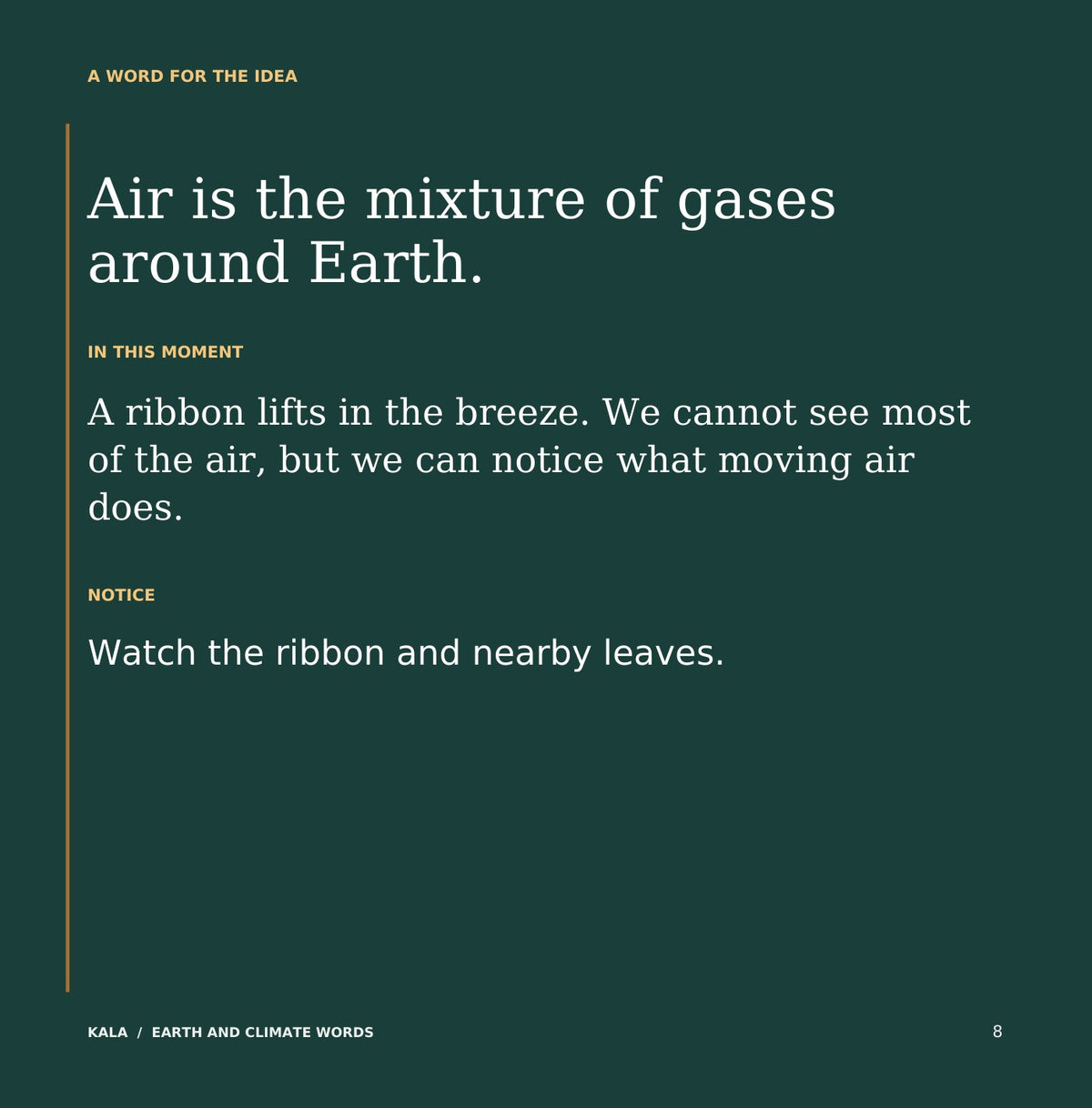 Look inside Earth and Climate Words: interior page 8