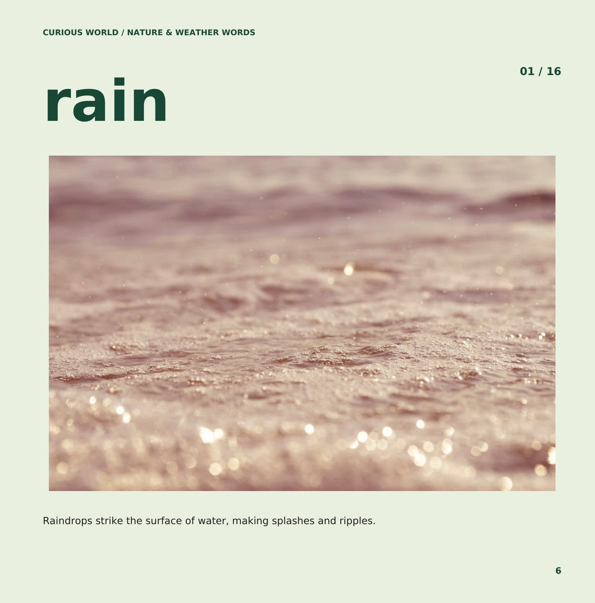 Look inside Nature & Weather Words: interior page 6