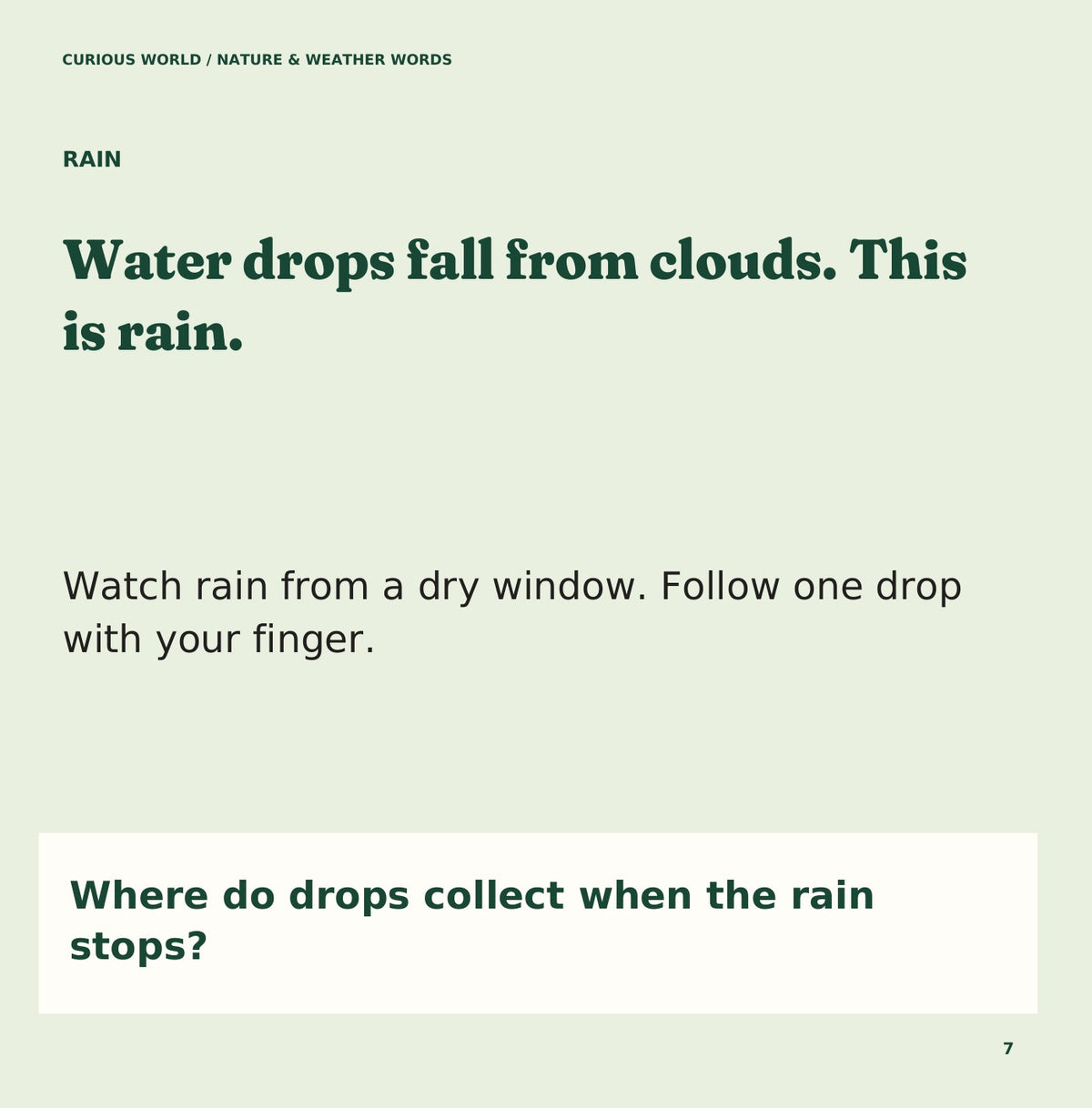 Look inside Nature & Weather Words: interior page 7