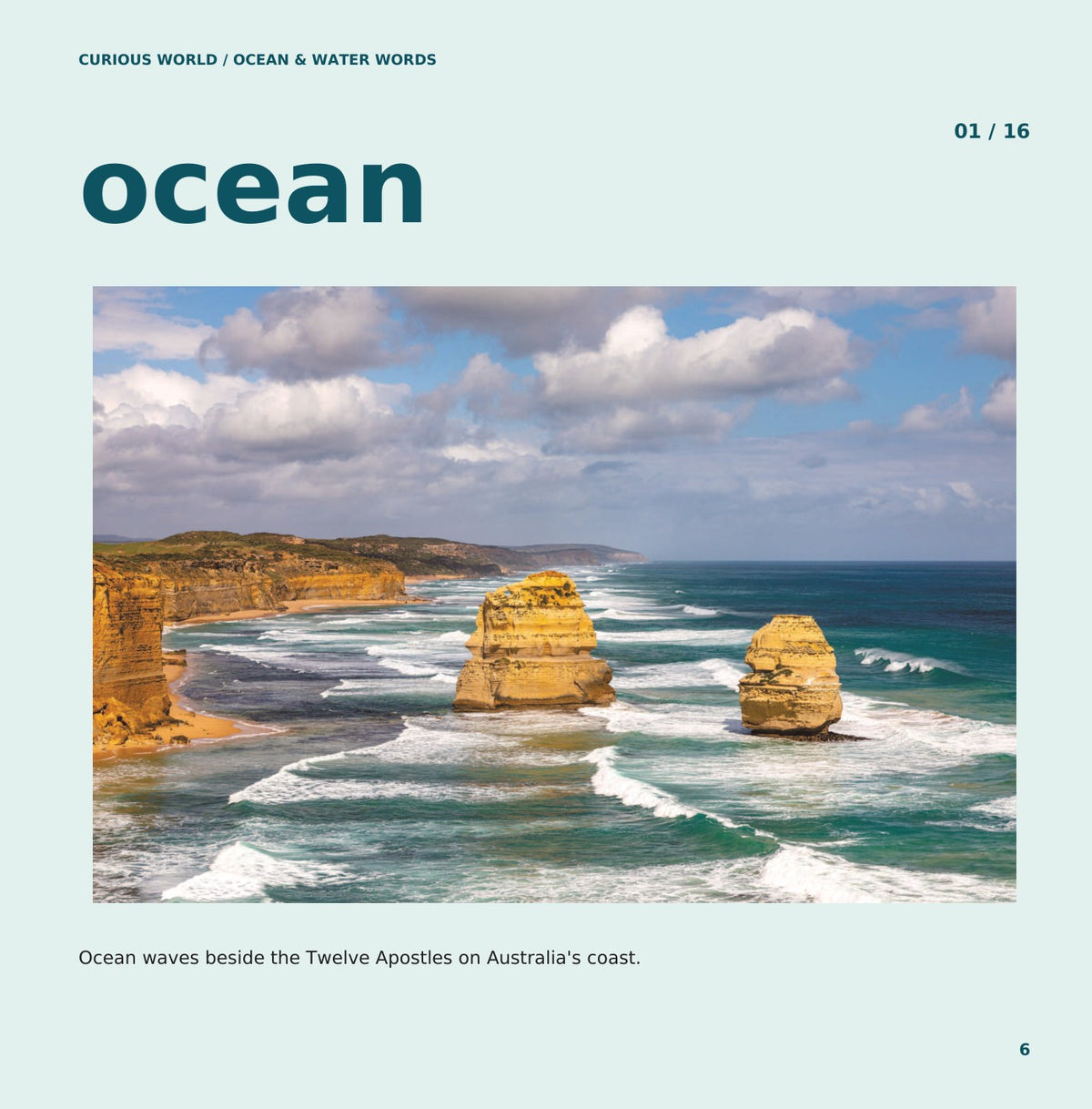 Look inside Ocean & Water Words: interior page 6