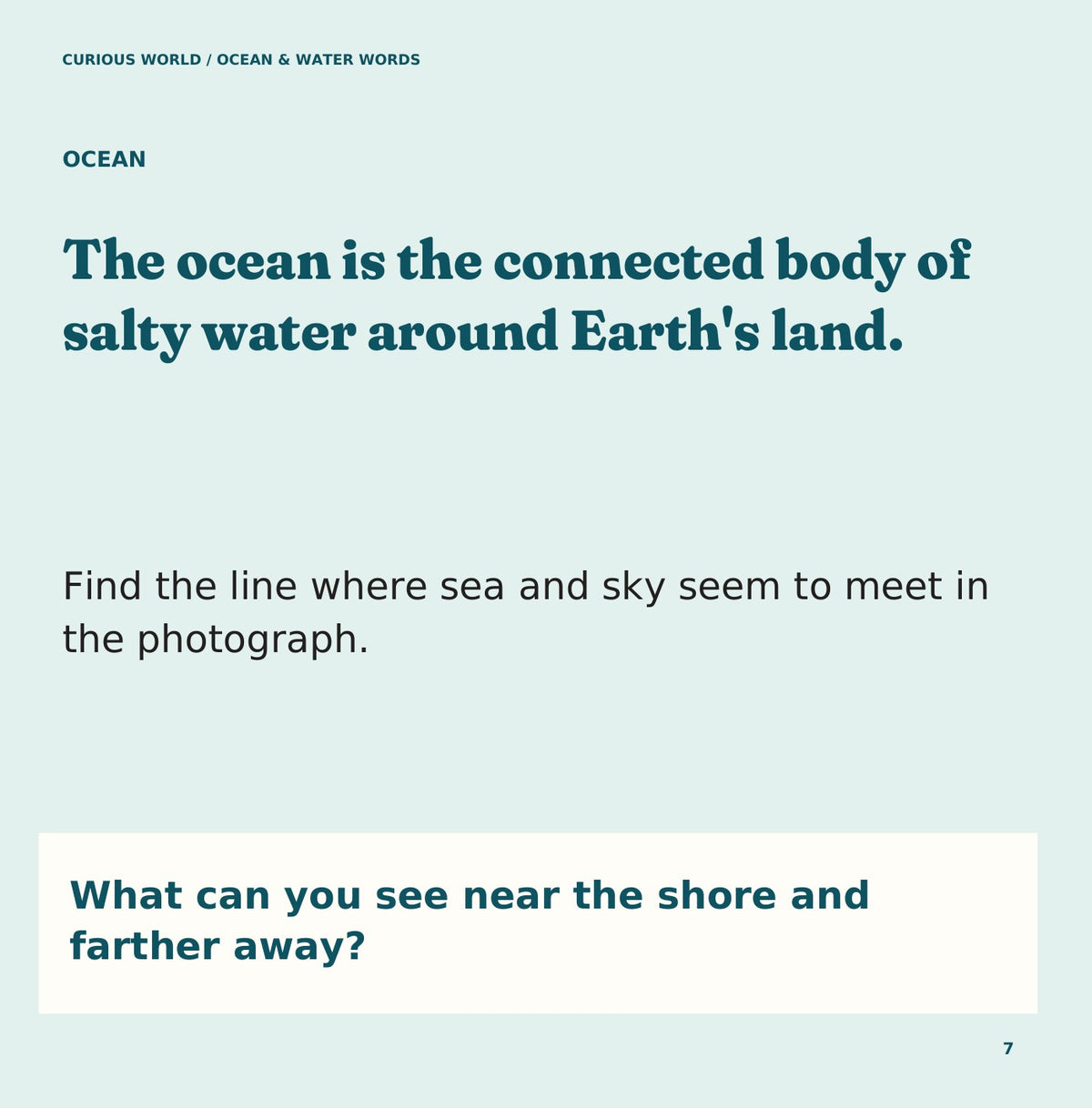 Look inside Ocean & Water Words: interior page 7
