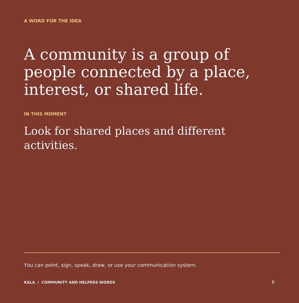 Look inside Community and Helpers Words: interior page 8