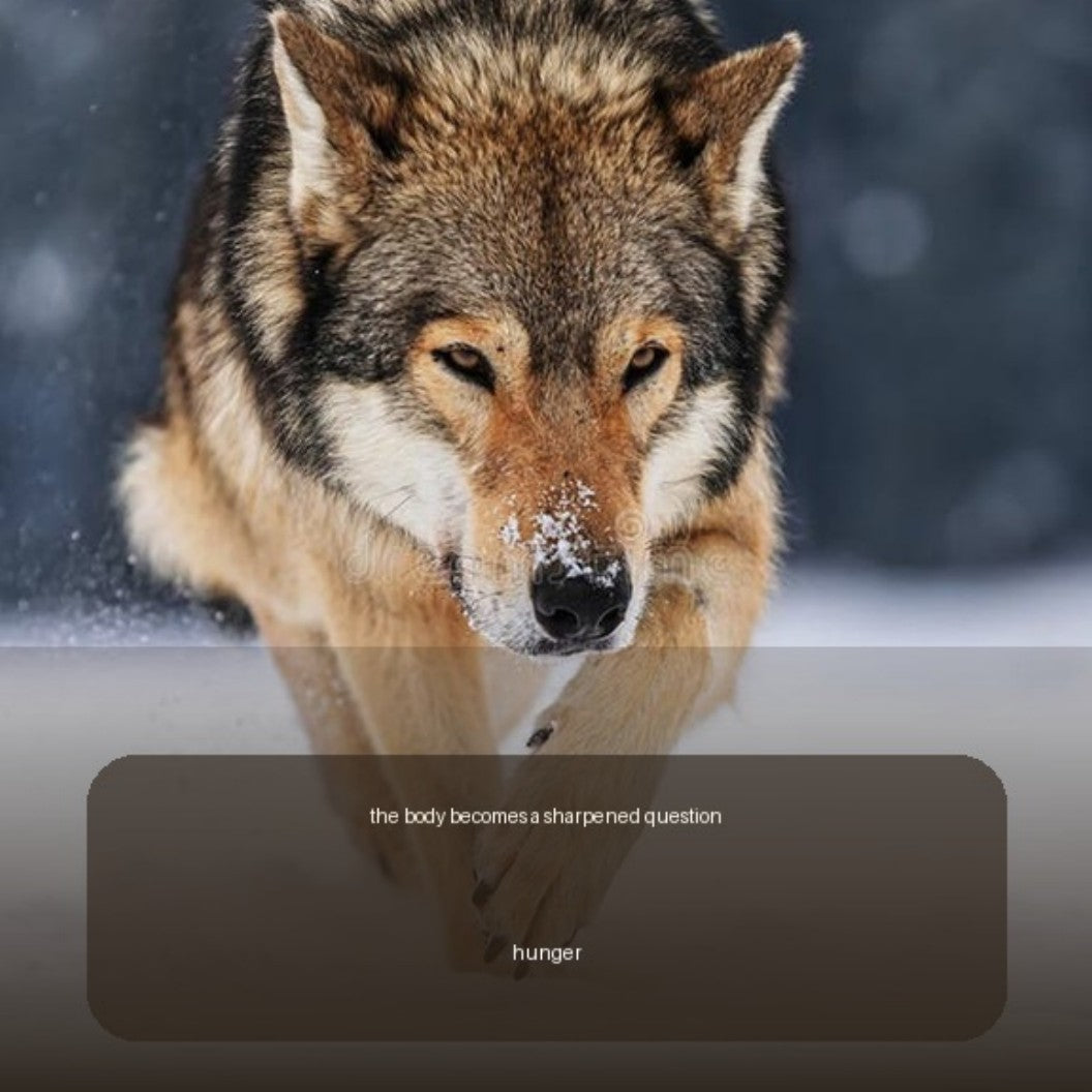 Authentic Animals Wild interior page showing a wolf in snow and the word hunger.Animals: Wild | Digital Edition