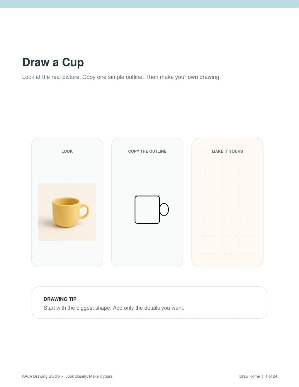 Look Inside Draw Home, cup drawing activity