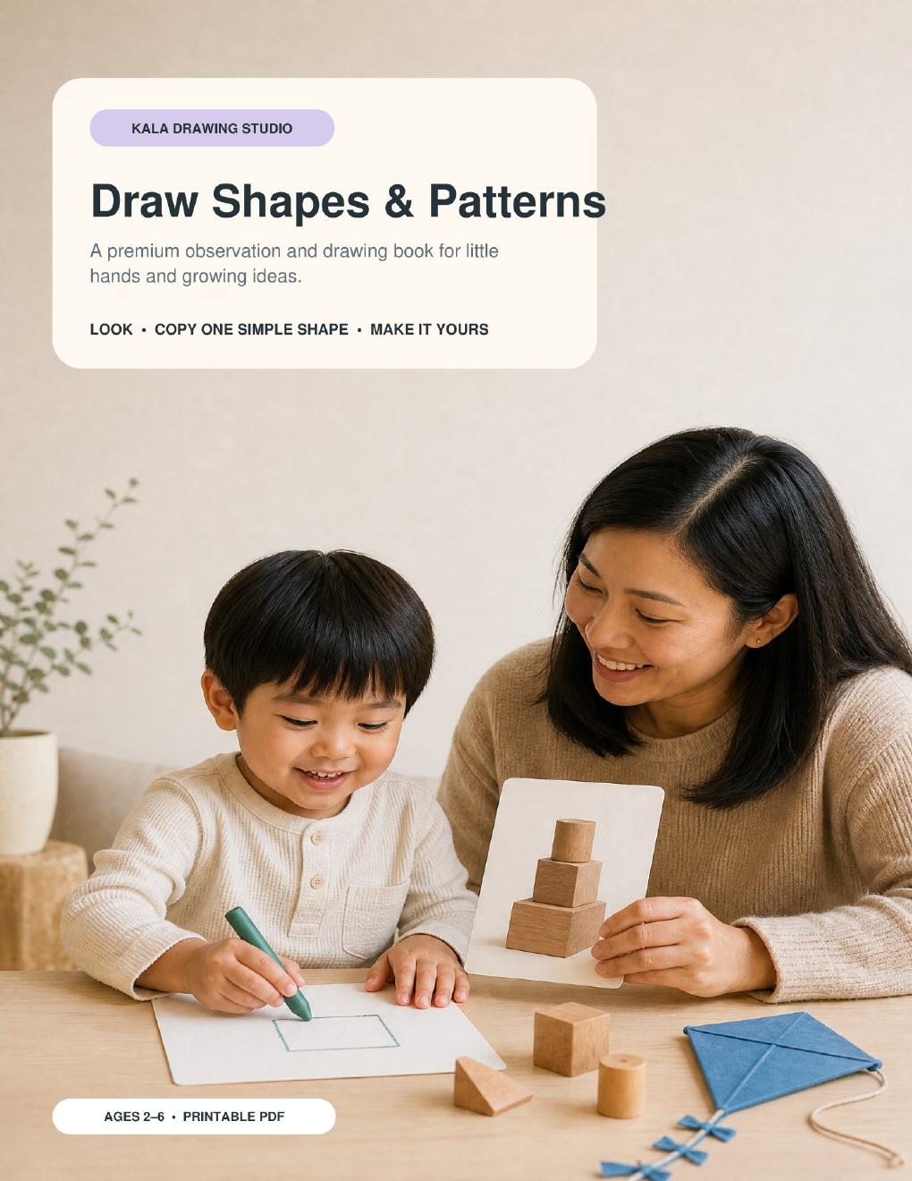 Draw Shapes and Patterns printable drawing book cover