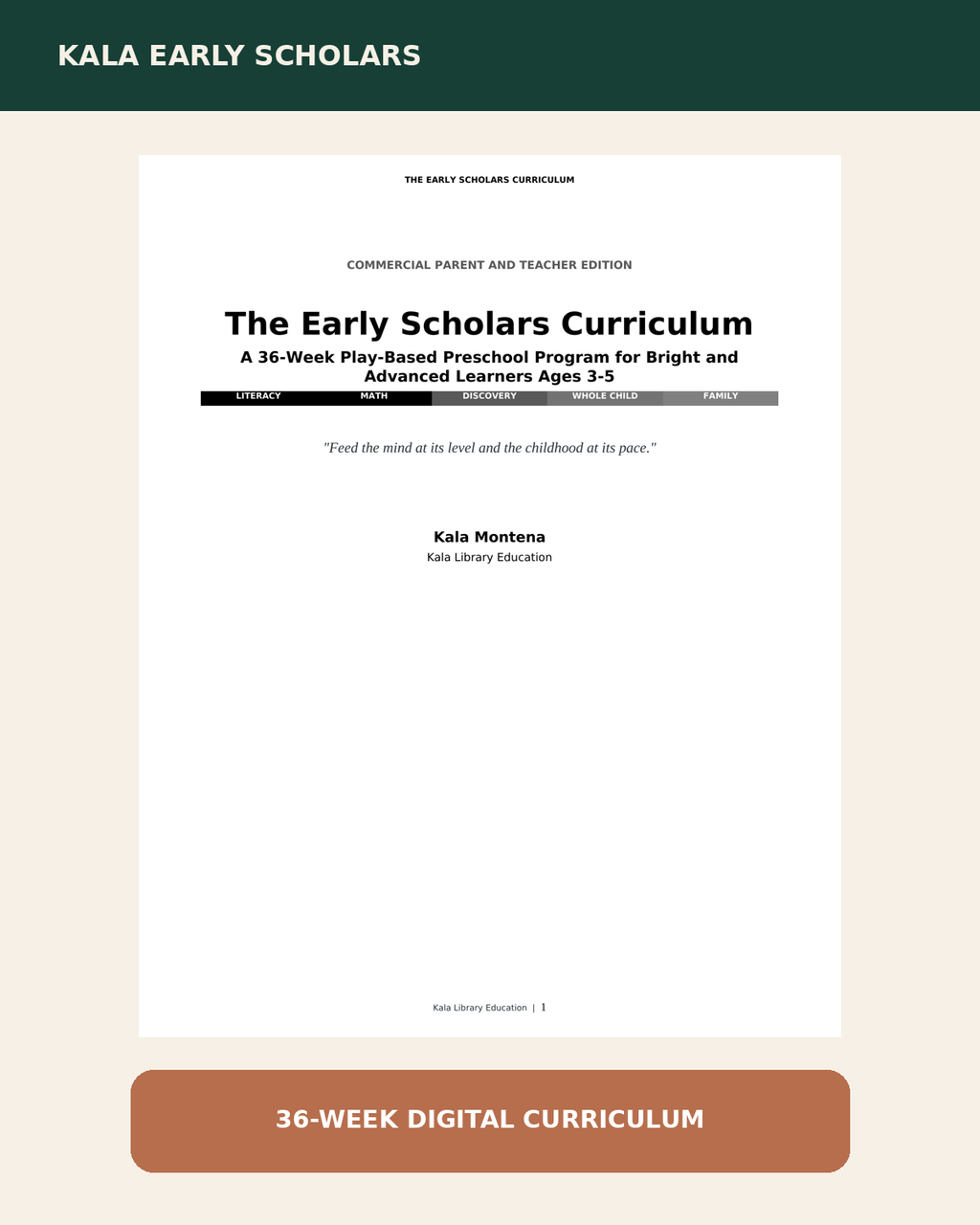 The Early Scholars Curriculum, 36-week digital edition