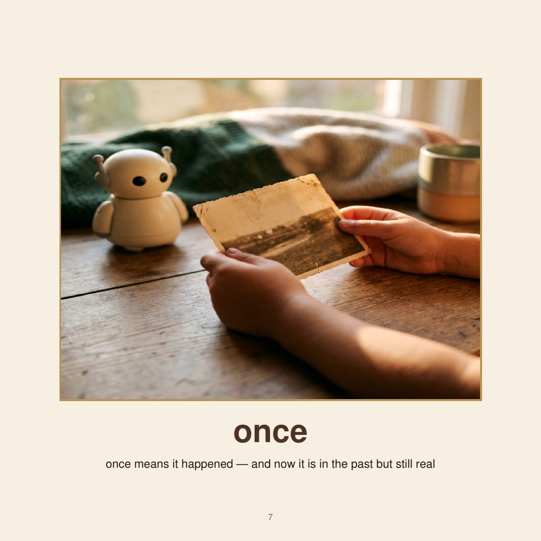 Authentic Remember interior page showing a child handling a keepsake beside a small robot.What Robots Can’t Do: Remember | Digital Edition